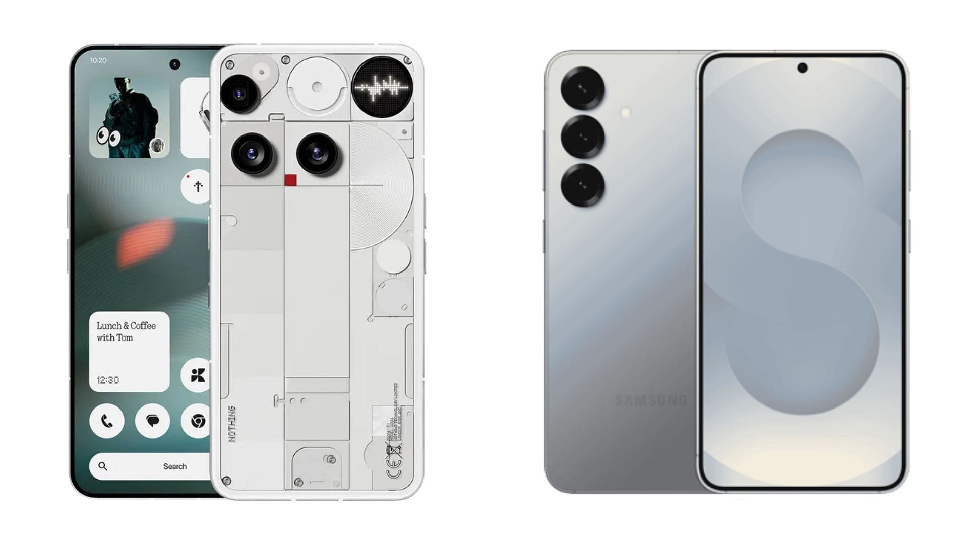 The new Nothing Phone 3 holds quite well against the Samsung Galaxy S25 (Image via Nothing, Samsung)